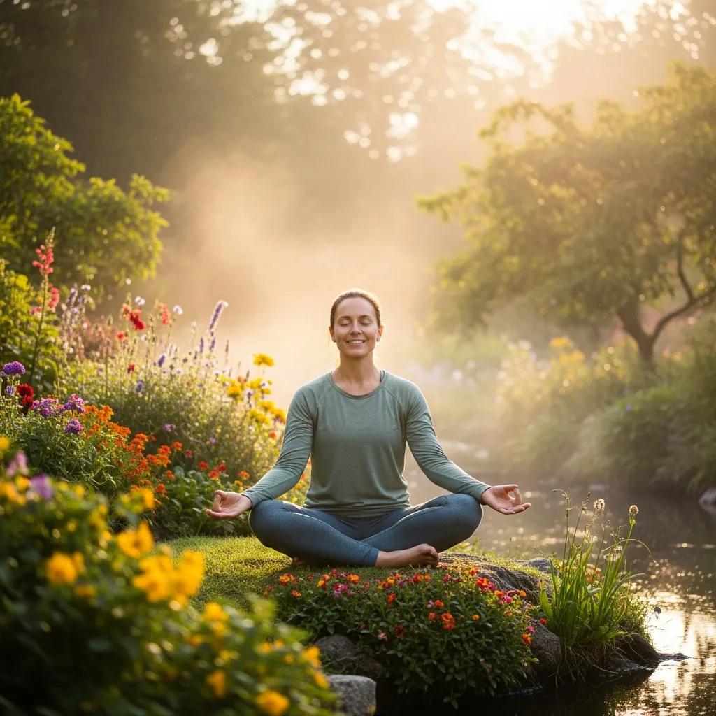 Person meditating outdoors, representing the mental health benefits of personal training